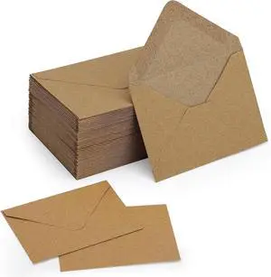 100 Pack 4 x 2.75" Mini Envelopes 120GSM Gift Card Kraft Envelopes Bulk Small Paper Gift Card Sleeves Greeting Card Business Card Brown Tiny Envelope Pockets for Card & Invitation 100 Pack 4 x 2.75" Mini Envelopes 120GSM Gift Card Kraft Envelopes Bulk Small Paper Gift Card Sleeves Greeting Card Business Card Brown Tiny Envelope Pockets for Card & Invitation