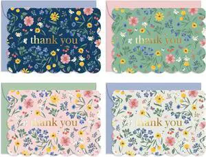 Sweetzer & Orange Blooming Fields Mini Thank You Cards Set of 36 3.5x5 Gold Foil Thank You Cards With Scalloped Edges, Envelopes & Storage Box Sweetzer & Orange Blooming Fields Mini Thank You Cards Set of 36 3.5x5 Gold Foil Thank You Cards With Scalloped Edges, Envelopes & Storage Box