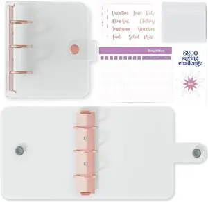 SOUL MAMA Mini Binder With Cash Envelopes - Cute Pink A8 Wallet, Money Organizer, 3 Ring Clear Budgeting Planner for Cash Savings SOUL MAMA Mini Binder With Cash Envelopes - Cute Pink A8 Wallet, Money Organizer, 3 Ring Clear Budgeting Planner for Cash Savings
