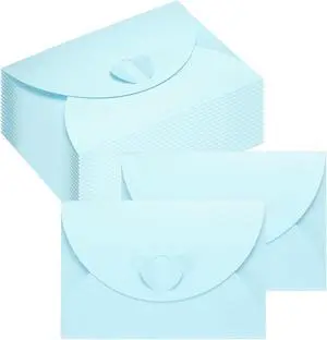 PATIKIL 4.1 x 2.8 Inch Mini Card Envelopes, 24PCS Cute Envelopes Holder with Heart Clasp for Birthday Weddings Favors Business Greeting Cards, Light Blue PATIKIL 4.1 x 2.8 Inch Mini Card Envelopes, 24PCS Cute Envelopes Holder with Heart Clasp for Birthday Weddings Favors Business Greeting Cards, Light Blue