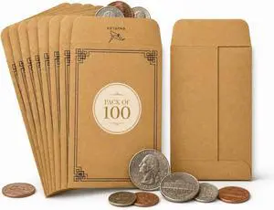 100 Pack #1 Small Coin Envelopes, 2¼"x3½" Brown Paper | 100 GSM Paper, Gummed Flap, Seed Storage, Tip Envelopes, Cash Keys Jewelry, Small Parts Storage 100 Pack #1 Small Coin Envelopes, 2¼"x3½" Brown Paper | 100 GSM Paper, Gummed Flap, Seed Storage, Tip Envelopes, Cash Keys Jewelry, Small Parts Storage