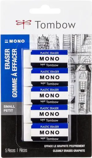 Tombow 57321 MONO Eraser, White, Small, 5-Pack. Cleanly Removes Marks Tombow 57321 MONO Eraser, White, Small, 5-Pack. Cleanly Removes Marks