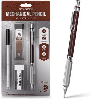 STAGEEK 0.9mm Mechanical Pencil, Drawing Pencil, with Eraser, 40 HB Leads | Professional Metal Art & Drafting Pencil, for Artists, Students, School, Office, Writing, Sketching, Brown STAGEEK 0.9mm Mechanical Pencil, Drawing Pencil, with Eraser, 40 HB Leads | Professional Metal Art & Drafting Pencil, for Artists, Students, School, Office, Writing, Sketching, Brown