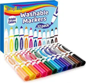 12 Count Washable Markers for Kids, Broad Line Markers with Conical Tip, Assorted Colors, Drawing Essentials for School Classroom, Student Teacher Must Have for Coloring Book, Art & Craft Supplies 12 Count Washable Markers for Kids, Broad Line Markers with Conical Tip, Assorted Colors, Drawing Essentials for School Classroom, Student Teacher Must Have for Coloring Book, Art & Craft Supplies