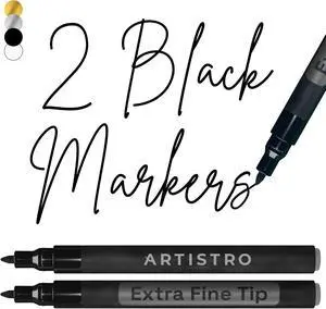 ARTISTRO Black Acrylic Paint Markers - 0.7mm Extra Fine-Tip - Set of 2 | Paint Pens, Perfect for Crafting, Art Projects, & More ARTISTRO Black Acrylic Paint Markers - 0.7mm Extra Fine-Tip - Set of 2 | Paint Pens, Perfect for Crafting, Art Projects, & More