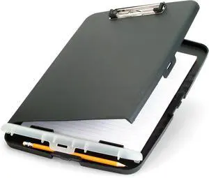 Officemate Slim Clipboard Storage Box, 14.5 x 10-Inches Letter Size Document Organizer, Low-Profile Metal Clip, Separate Pen and Pencil Compartment, Charcoal Officemate Slim Clipboard Storage Box, 14.5 x 10-Inches Letter Size Document Organizer, Low-Profile Metal Clip, Separate Pen and Pencil Compartment, Charcoal