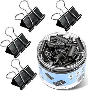 Binder Clips, KURULO 60pcs Medium Binder Clips 1.25 Inches | Sturdy Binder Clip Medium for Office Supplies, School, Home, Black Metal Paper Clamps, Office Clips with Storage Box Binder Clips, KURULO 60pcs Medium Binder Clips 1.25 Inches | Sturdy Binder Clip Medium for Office Supplies, School, Home, Black Metal Paper Clamps, Office Clips with Storage Box