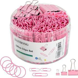 Pink Binder Clips Paper Clips,380 PCS Assorted Sizes Paperclips | Paper Clamps Rubber Bands for Files, Papers, Home Supplies (Pink) Pink Binder Clips Paper Clips,380 PCS Assorted Sizes Paperclips | Paper Clamps Rubber Bands for Files, Papers, Home Supplies (Pink)