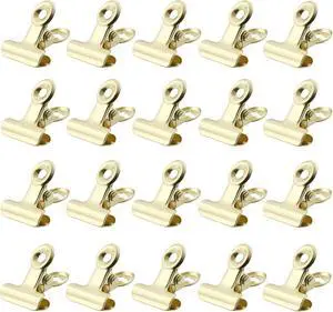 Bonsicoky Metal Bulldog Clips, Gold, 22mm, 30 Pcs | Bull Binder Paper Clips, For Tags Shops, Office and Home Bonsicoky Metal Bulldog Clips, Gold, 22mm, 30 Pcs | Bull Binder Paper Clips, For Tags Shops, Office and Home