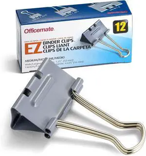 Officemate EZ Binder Clips, Medium Size, 12/Box, Gray (99250) Officemate EZ Binder Clips, Medium Size, 12/Box, Gray (99250)