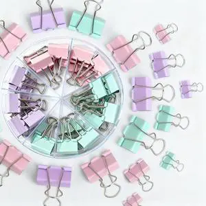 Binder Clips Assorted Sized, Metal Clips for Office, 60 Psc | 1 Box of Colored Paper clips and Binder Clips, Cute Office Supplies, Desk Accessories, Black, Pastel Color Binder Clips Assorted Sized, Metal Clips for Office, 60 Psc | 1 Box of Colored Paper clips and Binder Clips, Cute Office Supplies, Desk Accessories, Black, Pastel Color