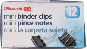 OIC(R) Binder Clips, Mini, 1/4in. Capacity, Box Of 12 OIC(R) Binder Clips, Mini, 1/4in. Capacity, Box Of 12
