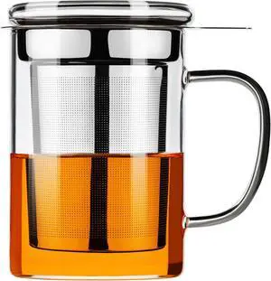 PARACITY Tea Mug with Infuser and Lid, 15 oz Clear Borosilicate Tea Cup | 304 stainless steel strainer handles loose leaf or bagged blends; clear body works with hot or iced drinks and rinses easily PARACITY Tea Mug with Infuser and Lid, 15 oz Clear Borosilicate Tea Cup | 304 stainless steel strainer handles loose leaf or bagged blends; clear body works with hot or iced drinks and rinses easily