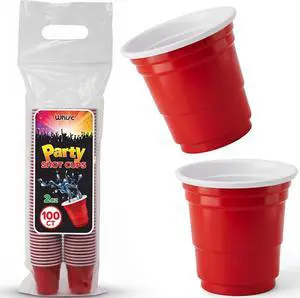 WHISC Red Disposable Plastic Shot Glasses, 2 oz, 100-Pack, Stackable Cups WHISC Red Disposable Plastic Shot Glasses, 2 oz, 100-Pack, Stackable Cups