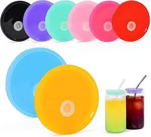 8 Pcs Acrylic Lids for 16 oz Glass Cups Plastic Tumbler Replacement Lids Spill Proof Reusable Glass Cup Lid for Beer Can Iced Coffee Cups Drinking Glasses - Multi-Colored 8 Pcs Acrylic Lids for 16 oz Glass Cups Plastic Tumbler Replacement Lids Spill Proof Reusable Glass Cup Lid for Beer Can Iced Coffee Cups Drinking Glasses - Multi-Colored