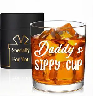 Daddy's Sippy Cup Whiskey Glass, Gifts for New Dad, Christmas Fathers Day Birthday Gifts for Daddy from Daughter Son, 10 OZ Old Fashioned Glass with Gift Box Daddy's Sippy Cup Whiskey Glass, Gifts for New Dad, Christmas Fathers Day Birthday Gifts for Daddy from Daughter Son, 10 OZ Old Fashioned Glass with Gift Box
