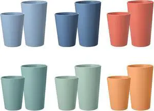 HEYCOME Set of 12 Wheat Straw Cups, 6 Pcs 20 oz & 6 Pcs 12 oz Unbreakable Drinking Cups, Reusable Plastic Cups Sets for Outdoor Camp Kitchen, Microwave & Dishwasher Safe, Bpa Free, 6 Colors HEYCOME Set of 12 Wheat Straw Cups, 6 Pcs 20 oz & 6 Pcs 12 oz Unbreakable Drinking Cups, Reusable Plastic Cups Sets for Outdoor Camp Kitchen, Microwave & Dishwasher Safe, Bpa Free, 6 Colors