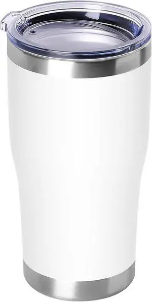 DOMICARE 20oz Tumbler with Lid Stainless Steel Tumblers Bulk, Double Wall Vacuum Insulated Coffee Travel Mug Powder Coated Tumbler, 1 Count (Pack of 1) White DOMICARE 20oz Tumbler with Lid Stainless Steel Tumblers Bulk, Double Wall Vacuum Insulated Coffee Travel Mug Powder Coated Tumbler, 1 Count (Pack of 1) White