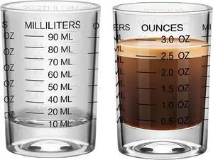 2Pcs Shot Glass Measuring Cup 3 Ounce/90ML Liquid Heavy High Espresso Glass Cup Black Line Espresso Shot Glasses with Measurement (2) 2Pcs Shot Glass Measuring Cup 3 Ounce/90ML Liquid Heavy High Espresso Glass Cup Black Line Espresso Shot Glasses with Measurement (2)