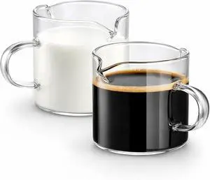 Espresso Cups Set of 2, 4 OZ Espresso Shot Cups - Double Spouts | Clear Glass Espresso Accessories for Machine - Dishwasher Safe Espresso Cups Set of 2, 4 OZ Espresso Shot Cups - Double Spouts | Clear Glass Espresso Accessories for Machine - Dishwasher Safe