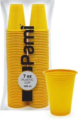 PAMI 7 oz Plastic Party Cups,BPA-Free,Disposable,Cold Drinks,Yellow,100 Ct PAMI 7 oz Plastic Party Cups,BPA-Free,Disposable,Cold Drinks,Yellow,100 Ct