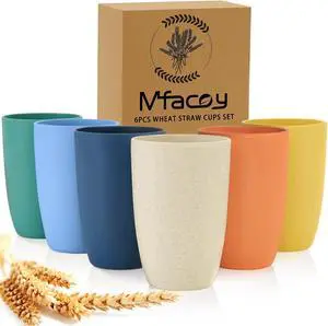 Mfacoy Wheat Straw Cups Set of 6, 12 oz Unbreakable Drinking, Reusable, Stackable Tumbler, Colourful Water Cup Set for Kitchen, BPA Free, Dishwasher & Microwave Safe, with 6 Colors Cups Mfacoy Wheat Straw Cups Set of 6, 12 oz Unbreakable Drinking, Reusable, Stackable Tumbler, Colourful Water Cup Set for Kitchen, BPA Free, Dishwasher & Microwave Safe, with 6 Colors Cups