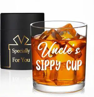 Uncles Sippy Cup Whiskey Glass, Birthday Christmas Whiskey Glass for Uncle from Aunt Nephew Niece 10 OZ Old Fashioned Glass with Gift Box Uncles Sippy Cup Whiskey Glass, Birthday Christmas Whiskey Glass for Uncle from Aunt Nephew Niece 10 OZ Old Fashioned Glass with Gift Box