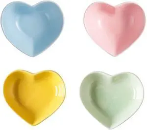 Ceramic Heart Shape Sauce Dish,Multipurpose Mini Seasoning Dishes Sushi Dipping Bowl Appetizer Plates Serving Dish Saucers Bowl Love Wedding Gift (Set of 4) (Multicolor) Ceramic Heart Shape Sauce Dish,Multipurpose Mini Seasoning Dishes Sushi Dipping Bowl Appetizer Plates Serving Dish Saucers Bowl Love Wedding Gift (Set of 4) (Multicolor)
