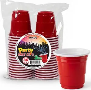 WHISC Red Disposable Plastic Shot Glasses, 2 oz, 36-Pack, Stackable Cups WHISC Red Disposable Plastic Shot Glasses, 2 oz, 36-Pack, Stackable Cups