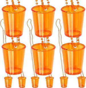 Iconikal 12-Pack Shot Glass on Beaded Necklace Orange Tailgating Iconikal 12-Pack Shot Glass on Beaded Necklace Orange Tailgating