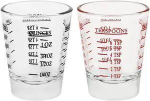 Set of 2 Shot Glasses - Heavy Glass, Perfect for Measuring Espresso, Wine, and More 26-Incremental Measurement 1oz, 6 Tsp, 2 Tbs, 30ml (2, Red+Black) Set of 2 Shot Glasses - Heavy Glass, Perfect for Measuring Espresso, Wine, and More 26-Incremental Measurement 1oz, 6 Tsp, 2 Tbs, 30ml (2, Red+Black)