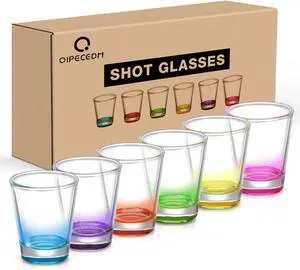 Qipecedm 6 Pack Heavy Base Shot Glasses Set, 1.6 oz Colorful Shot Bulk, Clear Shot Glass, Tequila Cups Small Glass, Shot Glasses for Whiskey, Tequila, Vodka, Spirits & Liquors Qipecedm 6 Pack Heavy Base Shot Glasses Set, 1.6 oz Colorful Shot Bulk, Clear Shot Glass, Tequila Cups Small Glass, Shot Glasses for Whiskey, Tequila, Vodka, Spirits & Liquors