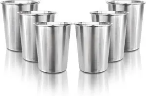 6 Pack 8 oz Stainless Steel Kids Cups, Children's Pint Cups, Stackable Metal Cups, Shatterproof Drinking Glasses 6 Pack 8 oz Stainless Steel Kids Cups, Children's Pint Cups, Stackable Metal Cups, Shatterproof Drinking Glasses