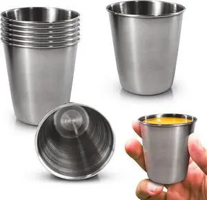 Reusable Shot Glasses, 8 Pack, 2.37 oz, Stainless Steel, Polished Finish | Shot Glasses Reusable; Unbreakable Stackable Drinkware for Whiskey, Vodka & Tequila; for Home Bar, Camping & Travel Reusable Shot Glasses, 8 Pack, 2.37 oz, Stainless Steel, Polished Finish | Shot Glasses Reusable; Unbreakable Stackable Drinkware for Whiskey, Vodka & Tequila; for Home Bar, Camping & Travel