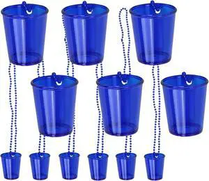 Iconikal Shot Glass on Beaded Necklace, Blue, 12-Pack Iconikal Shot Glass on Beaded Necklace, Blue, 12-Pack