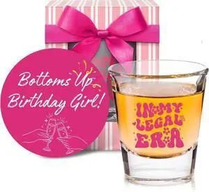 LOVEVOYAGE 21st Birthday Gift for Her - In My Legal Era 21st Birthday Shot Glass with Gift Box, Pink 2005 Turning 21 Bday Presents & Decorations for Daughter, Sister, Friend LOVEVOYAGE 21st Birthday Gift for Her - In My Legal Era 21st Birthday Shot Glass with Gift Box, Pink 2005 Turning 21 Bday Presents & Decorations for Daughter, Sister, Friend