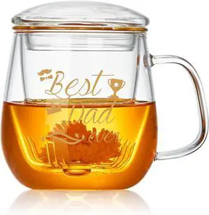 Glass Tea Cup 17.6oz, Best Dad Ever Fathers Day Cup with Gift Box, Gifts Mug for Dad, Glass Mug Teacup, Tea Cups for Dad Birthday, Perfect for Grandpa & Son. Glass Tea Cup 17.6oz, Best Dad Ever Fathers Day Cup with Gift Box, Gifts Mug for Dad, Glass Mug Teacup, Tea Cups for Dad Birthday, Perfect for Grandpa & Son.