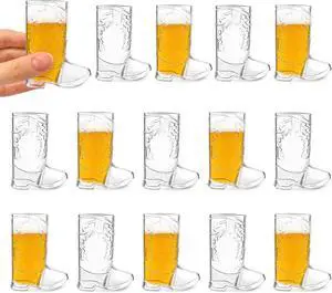 SAIAOKJ Cowboy Boot Shot Glasses, 15 Pcs 1 Oz Plastic Boot Cups (Clear) | Reusable mini plastic boot shot cups for cowgirl bachelorette parties, western birthdays, game nights and cowboy party favors SAIAOKJ Cowboy Boot Shot Glasses, 15 Pcs 1 Oz Plastic Boot Cups (Clear) | Reusable mini plastic boot shot cups for cowgirl bachelorette parties, western birthdays, game nights and cowboy party favors