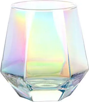Wine Glass, Stemless Wine Glass for Red and White Wine, Iridescent Diamond Shaped Glassware for Whiskey, Cocktail, Gift for Anniversary, Wedding, Housewarming, Birthday Wine Glass, Stemless Wine Glass for Red and White Wine, Iridescent Diamond Shaped Glassware for Whiskey, Cocktail, Gift for Anniversary, Wedding, Housewarming, Birthday