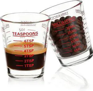 Shot Glasses Measuring Cup 2PACK Espresso Shot Glass Liquid Heavy Wine | 26-Incremental Measurement 1 OZ, 2 TBS, 6 TSP, 30 ML, Red Kitchen Tools for Cocktails, Cooking and Baking Shot Glasses Measuring Cup 2PACK Espresso Shot Glass Liquid Heavy Wine | 26-Incremental Measurement 1 OZ, 2 TBS, 6 TSP, 30 ML, Red Kitchen Tools for Cocktails, Cooking and Baking