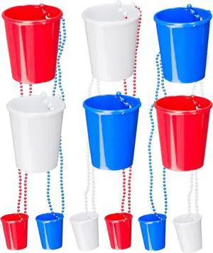 Iconikal 12-Pack Patriotic Beaded Shot Glass Necklaces Flag Colors Iconikal 12-Pack Patriotic Beaded Shot Glass Necklaces Flag Colors