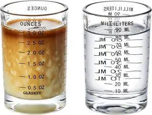 GLASKEY 2 Pack Shot Glass Measuring Cup Set,3 oz/90ML Liquid Heavy High Espresso Glass Cup,Dishwasher Safe,Measurement of Dry and Liquid Ingredients (Black) GLASKEY 2 Pack Shot Glass Measuring Cup Set,3 oz/90ML Liquid Heavy High Espresso Glass Cup,Dishwasher Safe,Measurement of Dry and Liquid Ingredients (Black)