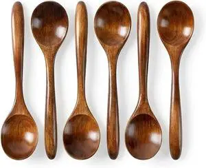 Wooden Spoons Set of 6 - Natural Mango Wood Soup & Serving Spoons, Japanese Style Kitchen Utensils, Nonstick Cookware Safe, Hand Wash Only Wooden Spoons Set of 6 - Natural Mango Wood Soup & Serving Spoons, Japanese Style Kitchen Utensils, Nonstick Cookware Safe, Hand Wash Only