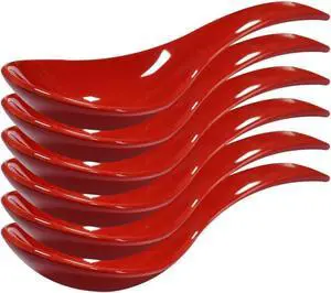 6 pcs Red Soup Spoon Round-Bottom Asia Porcelain Ceramic Rice Spoons Chinese Won Ton Spoons for Home Kitchen Restaurant 6 pcs Red Soup Spoon Round-Bottom Asia Porcelain Ceramic Rice Spoons Chinese Won Ton Spoons for Home Kitchen Restaurant