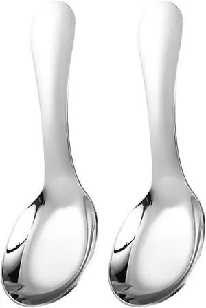 LALAFINA Asian Soup Spoons, 2Pcs Stainless Steel Small Soup Spoons | for Toddlers and Adults, Short Handle Ramen Rice Dessert Wonton Pho, Silver, 4.6in LALAFINA Asian Soup Spoons, 2Pcs Stainless Steel Small Soup Spoons | for Toddlers and Adults, Short Handle Ramen Rice Dessert Wonton Pho, Silver, 4.6in