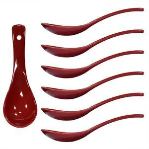 Dark Red 6 pcs Porcelain Soup Spoon Round-Bottom Asia Ceramic Rice Spoons Chinese Won Ton Spoons for Home Kitchen Restaurant Dark Red 6 pcs Porcelain Soup Spoon Round-Bottom Asia Ceramic Rice Spoons Chinese Won Ton Spoons for Home Kitchen Restaurant