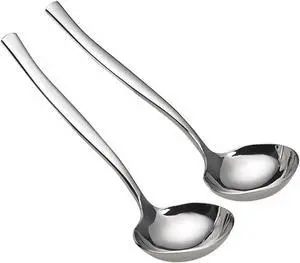 2-Piece Stainless Steel Gravy Soup Spoon, Small Gravy Ladle Soup | polished mirror finish, thickened anti-slip grip, glossy deep round spoon bowl, ideal for broth & soup distribution 2-Piece Stainless Steel Gravy Soup Spoon, Small Gravy Ladle Soup | polished mirror finish, thickened anti-slip grip, glossy deep round spoon bowl, ideal for broth & soup distribution