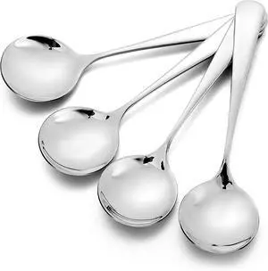 Soup Spoons Stainless Steel, 4 PCS Stainless Steel Soup Spoons Set | Cereal Spoons, Heavy Duty, Round Soup Spoon, For Restaurant, For Home, For Catering, Dishwasher Safe, Silver Soup Spoons Stainless Steel, 4 PCS Stainless Steel Soup Spoons Set | Cereal Spoons, Heavy Duty, Round Soup Spoon, For Restaurant, For Home, For Catering, Dishwasher Safe, Silver