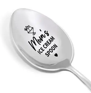 Mom's Ice Cream Spoon Gift, Mom Mother Birthday Christmas Gift from Son Daughter Kids, Mother's Day Gifts for Mom, Best Mom Ever Gifts Engraved Ice Cream Spoons Stainless Steel Mom's Ice Cream Spoon Gift, Mom Mother Birthday Christmas Gift from Son Daughter Kids, Mother's Day Gifts for Mom, Best Mom Ever Gifts Engraved Ice Cream Spoons Stainless Steel