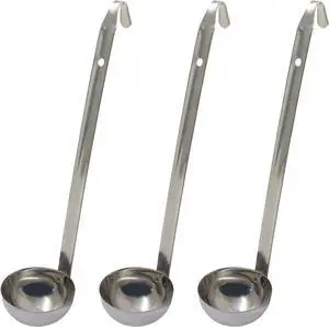 Hitefu 3 Pcs Stainless Steel Soup Ladle Set, 2 oz | Pouring Rim, Long Hooked Handles, For Cooking & Serving, Soup, Sauce, Stews Hitefu 3 Pcs Stainless Steel Soup Ladle Set, 2 oz | Pouring Rim, Long Hooked Handles, For Cooking & Serving, Soup, Sauce, Stews